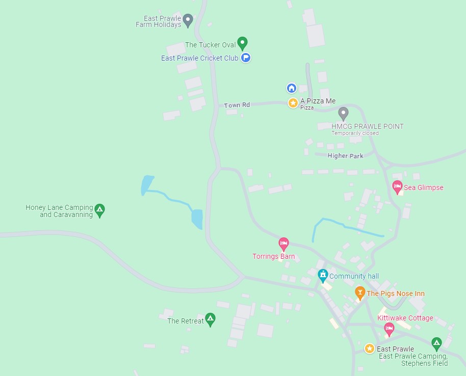 Map of  Camp Sites in East Prawle